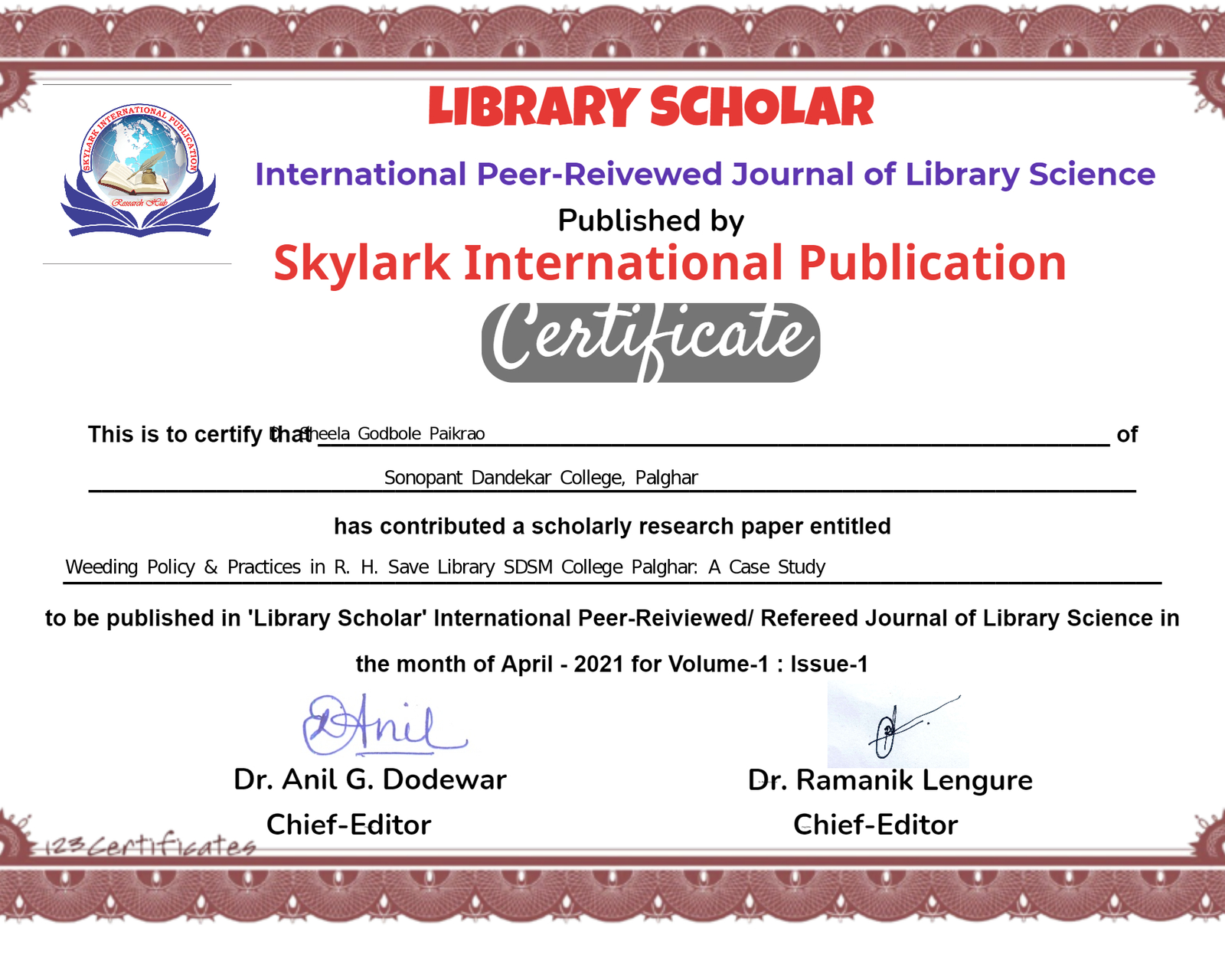 Certificate
