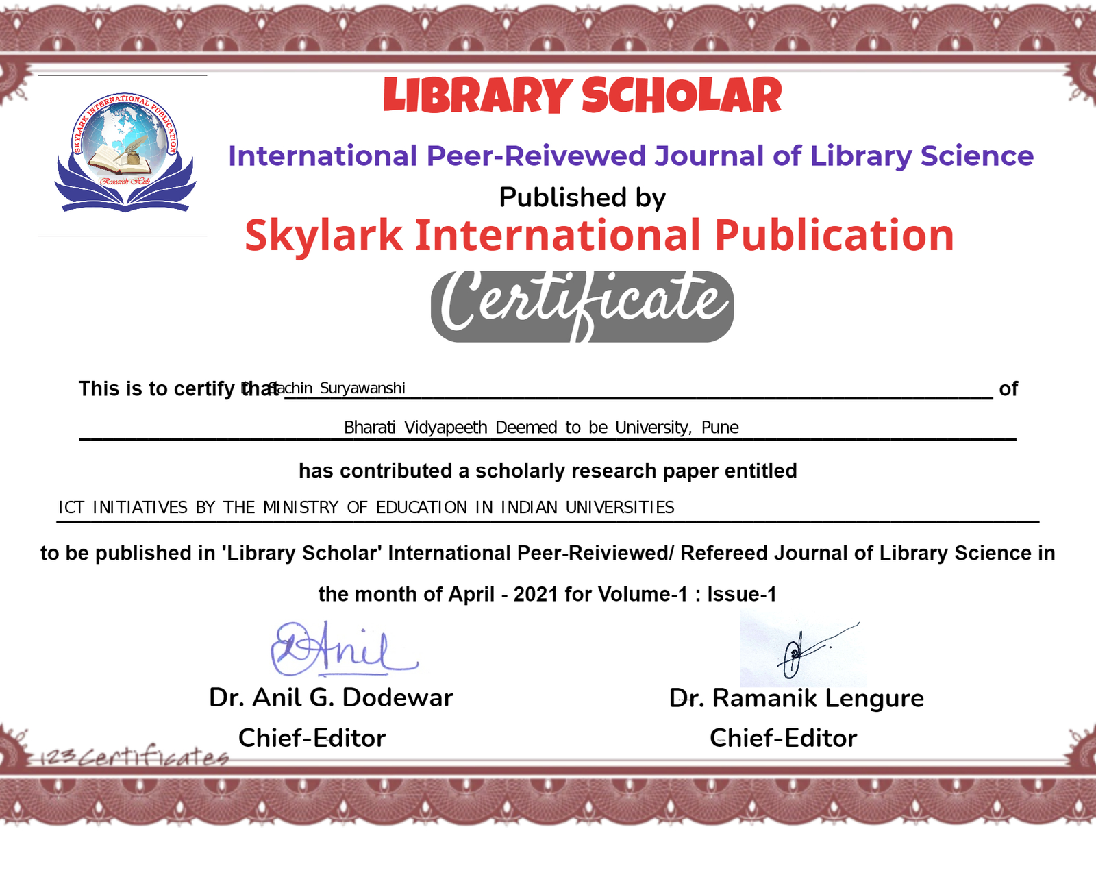 Certificate