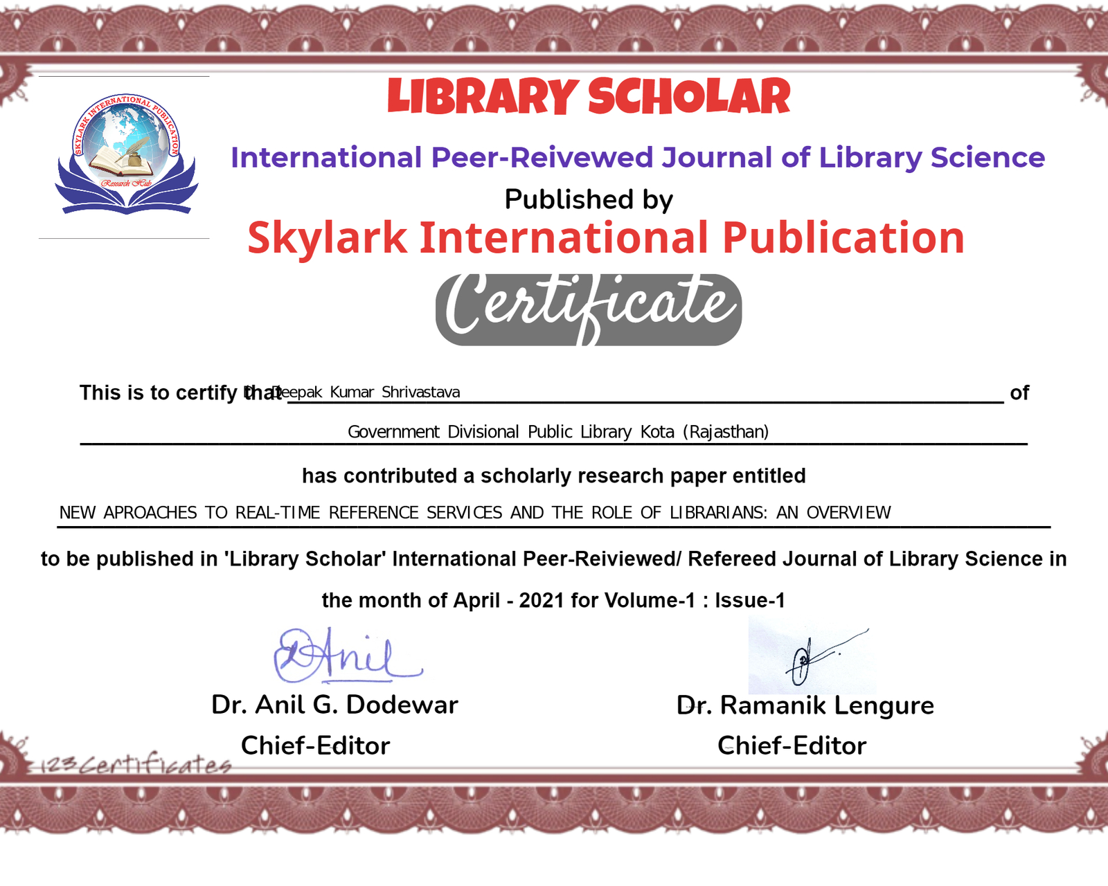 Certificate