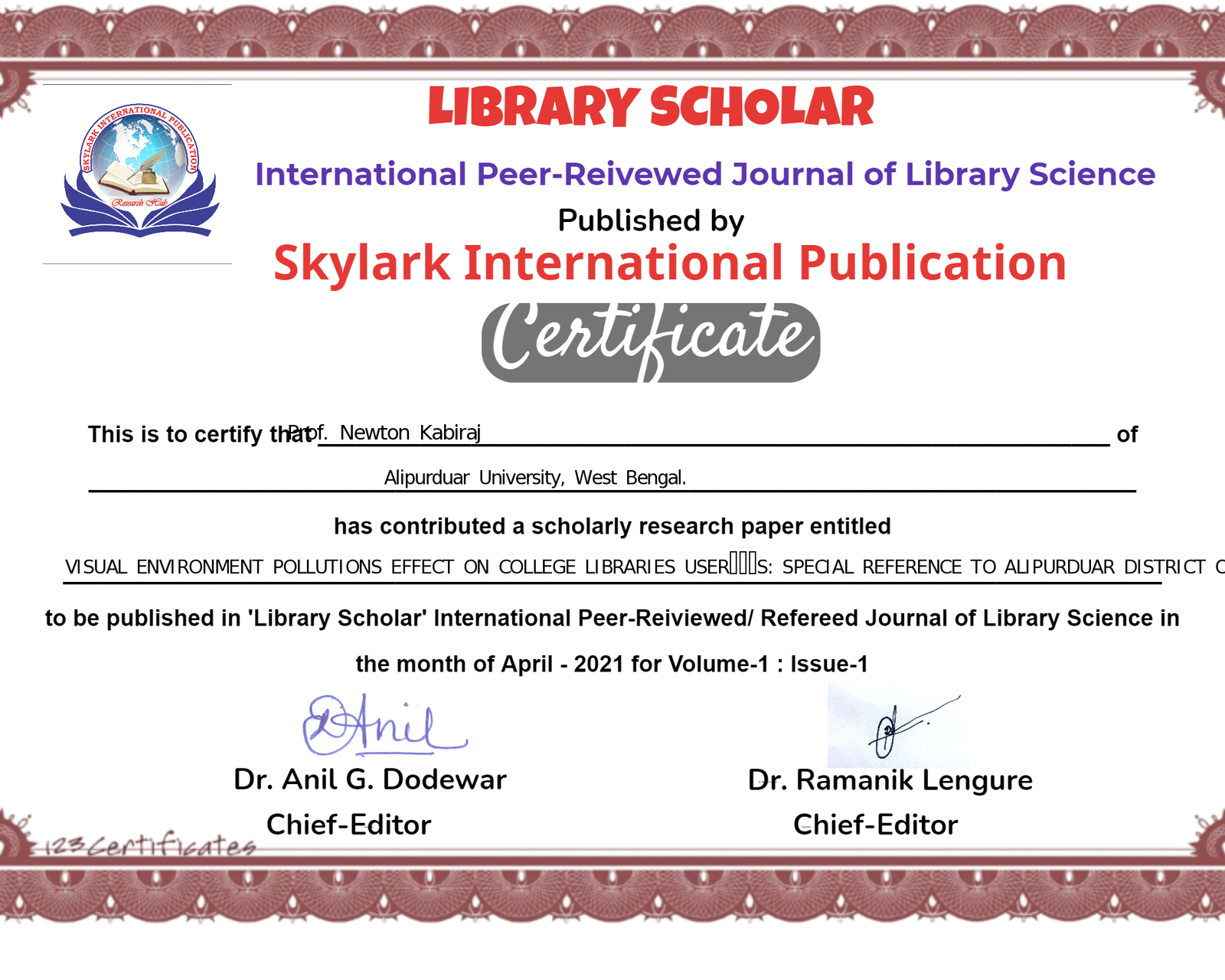Certificate