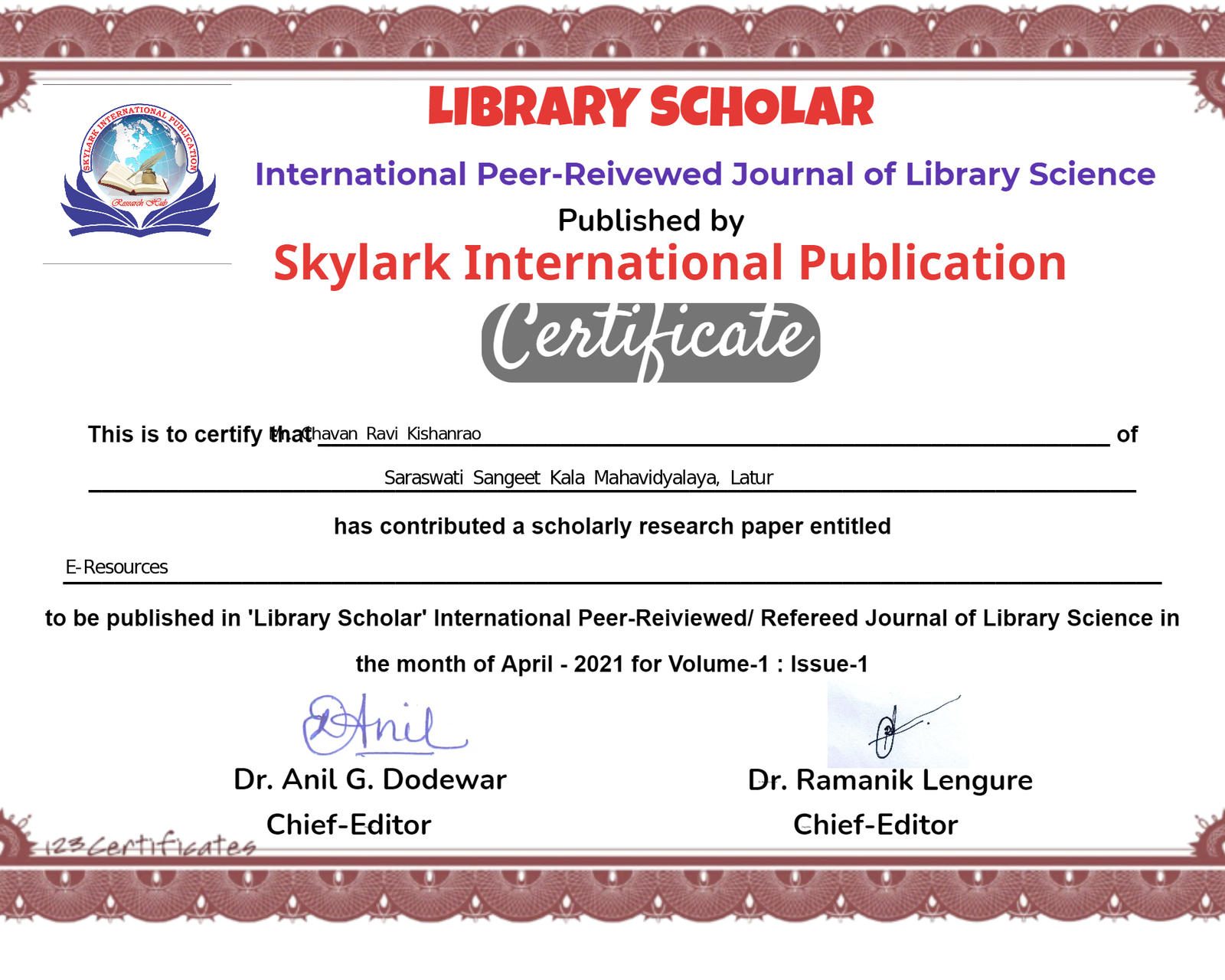 Certificate