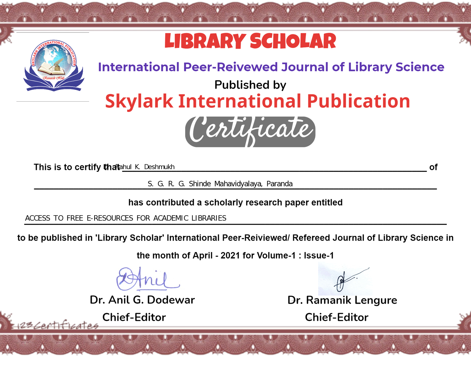 Certificate