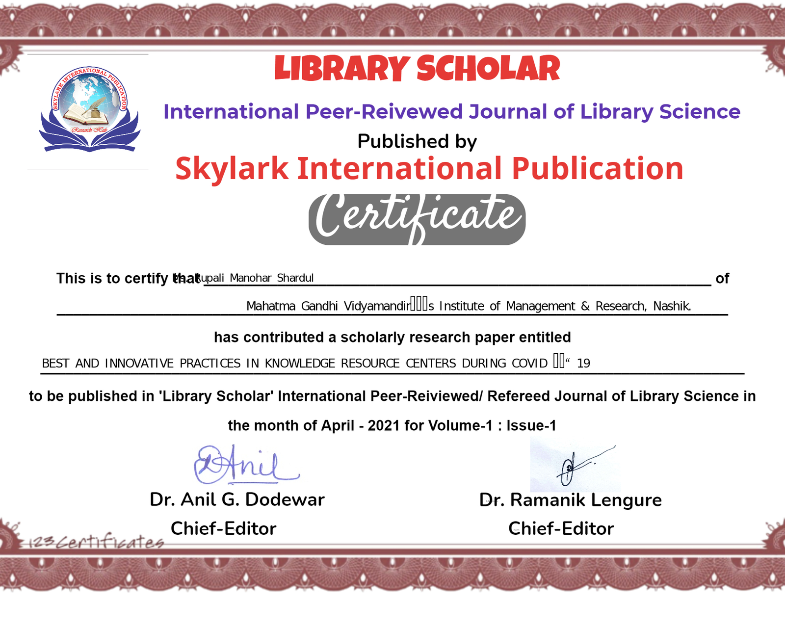 Certificate