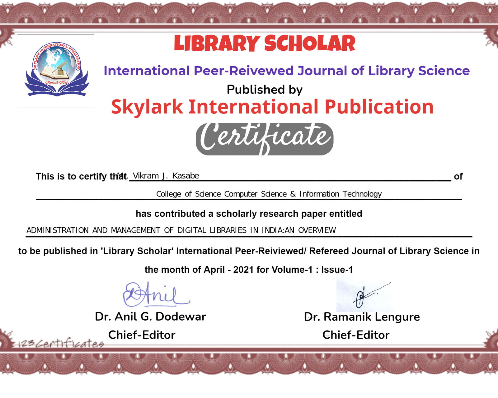 Certificate