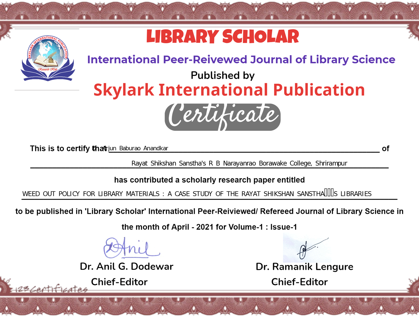 Certificate