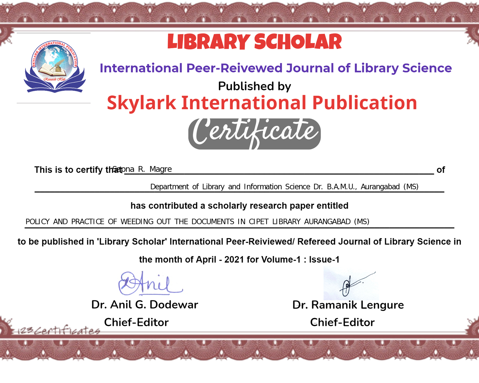 Certificate
