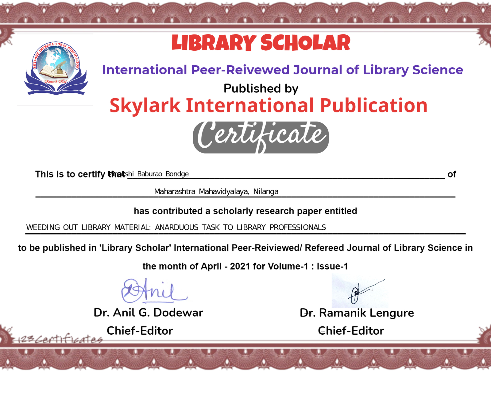 Certificate