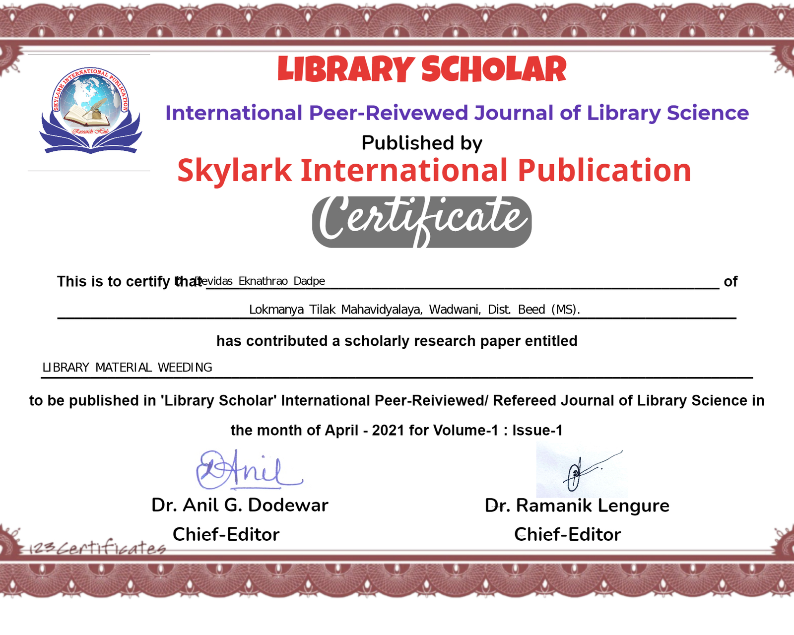 Certificate