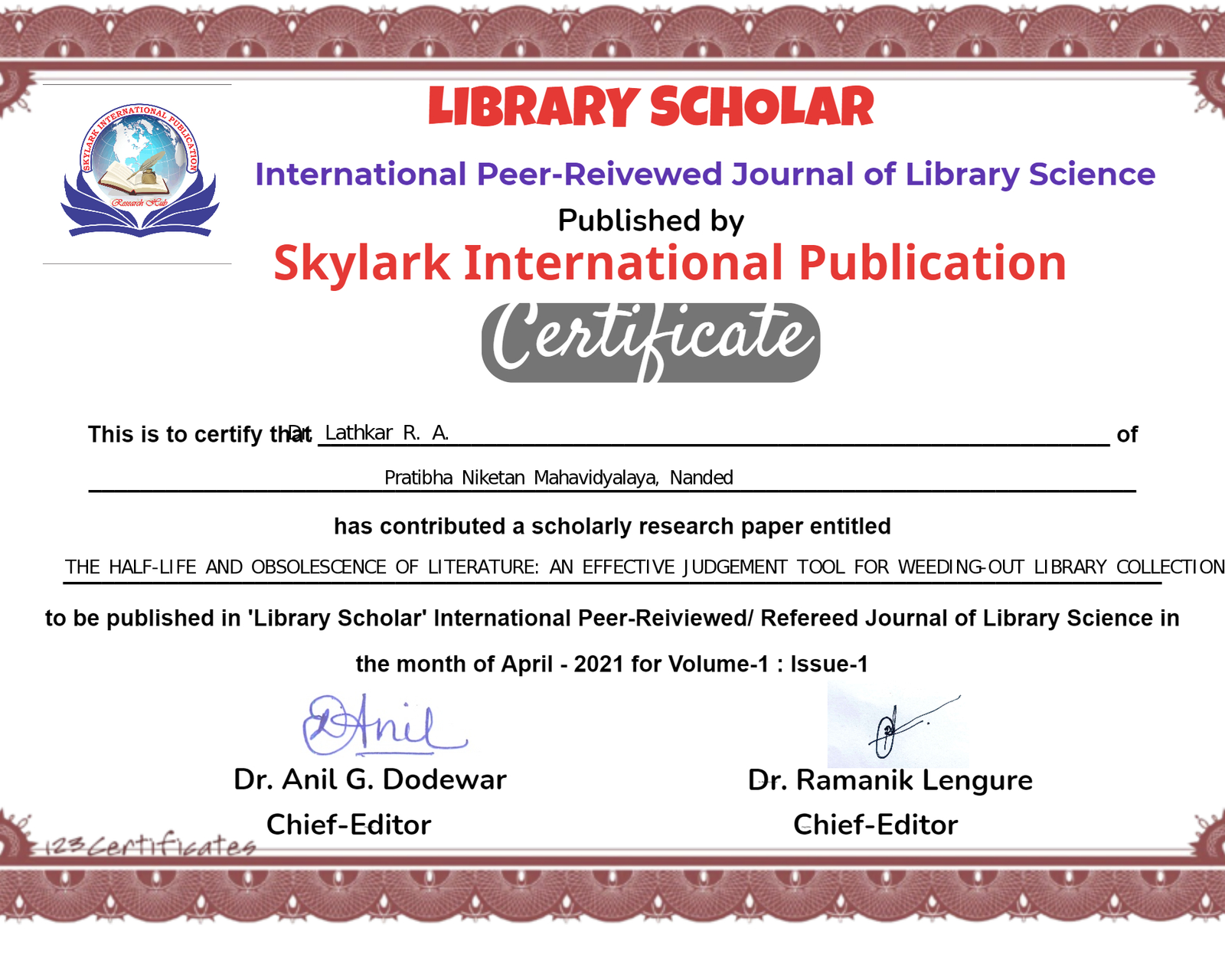 Certificate