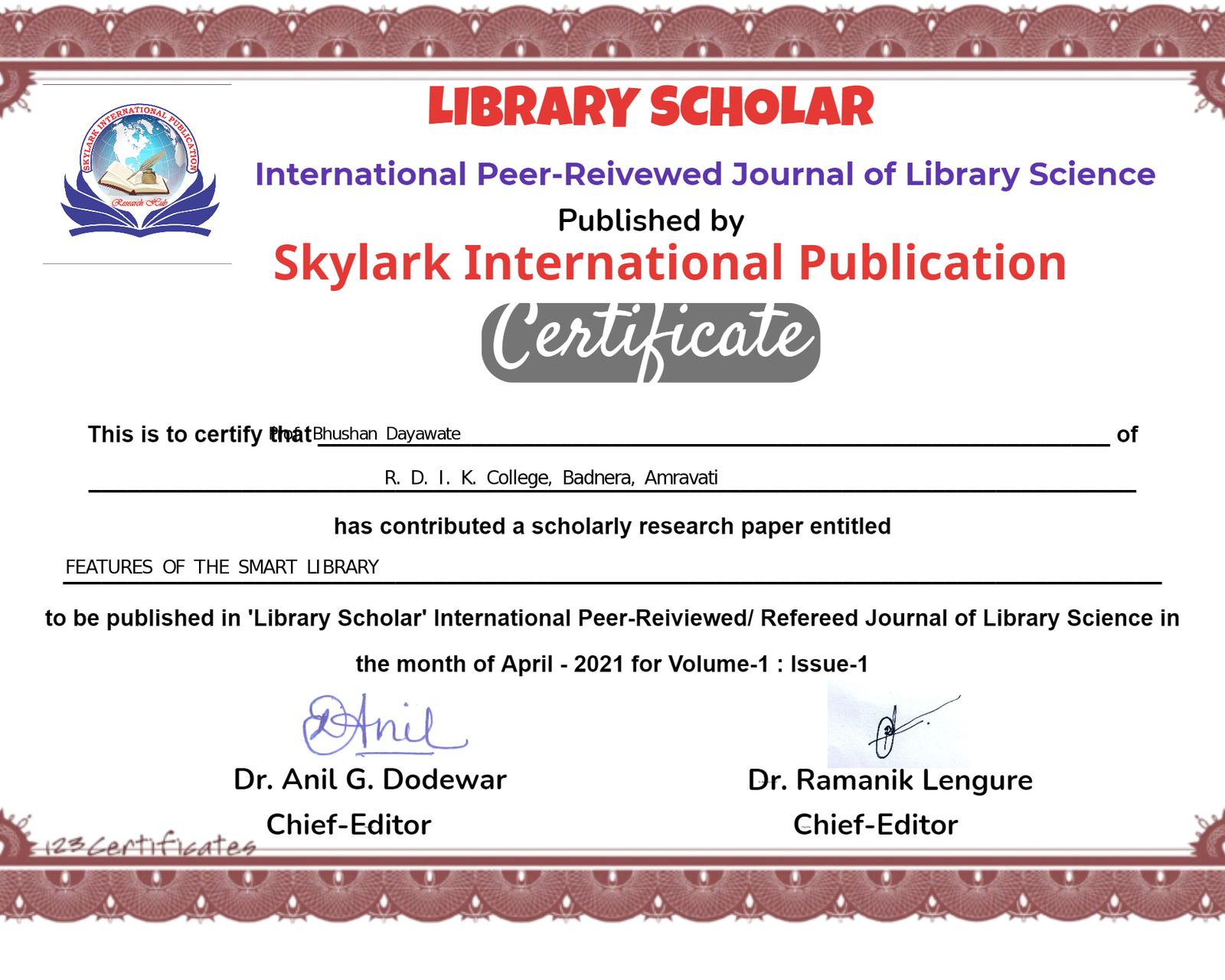 Certificate