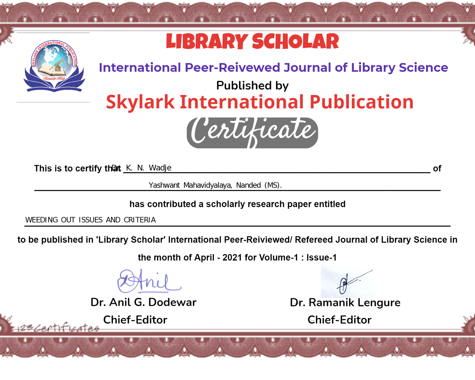 Certificate