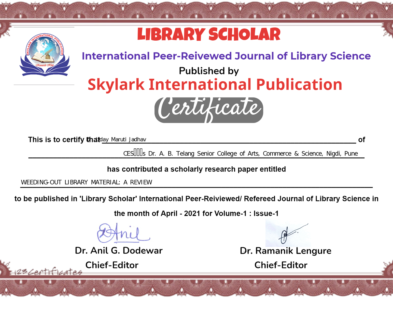 Certificate