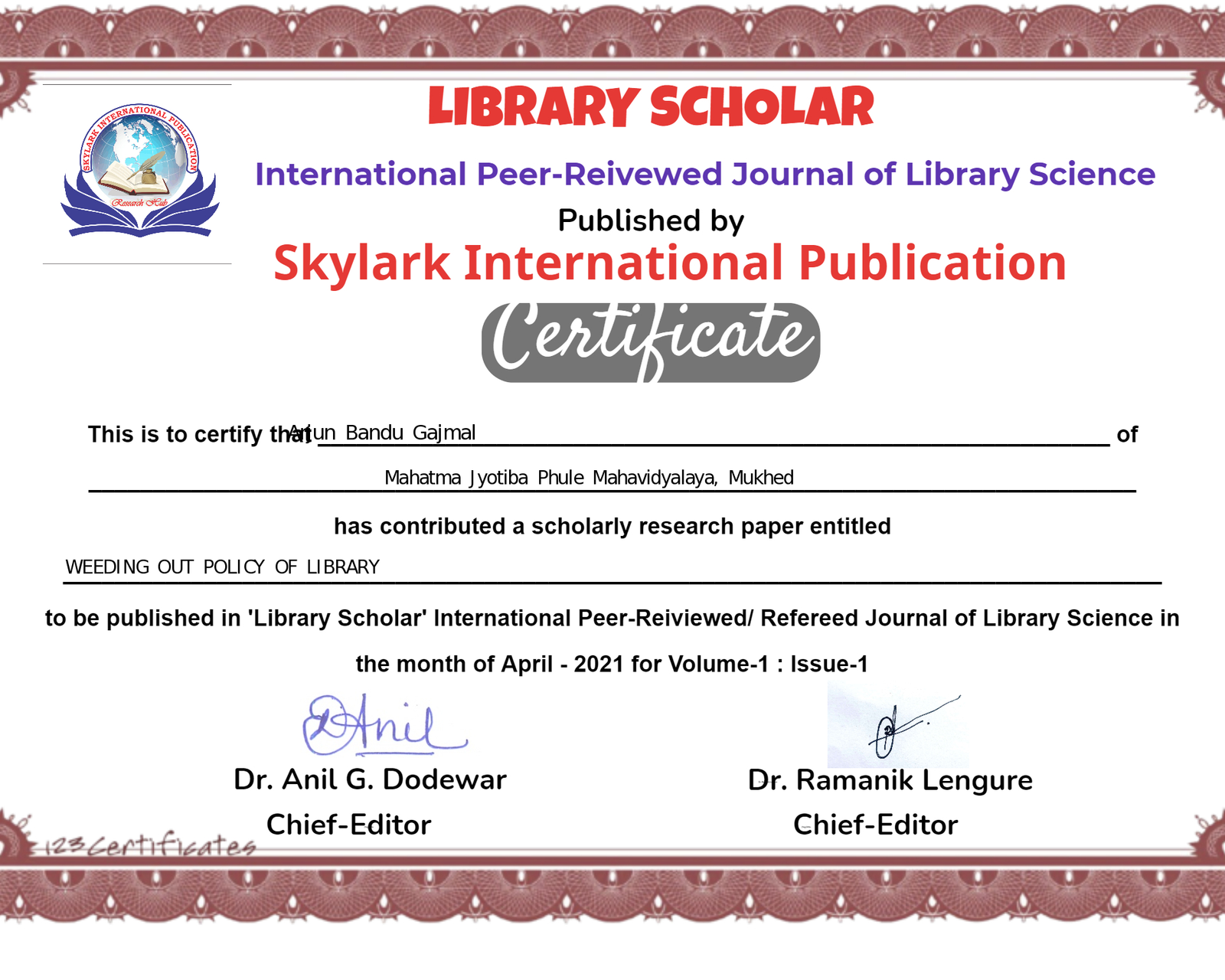 Certificate