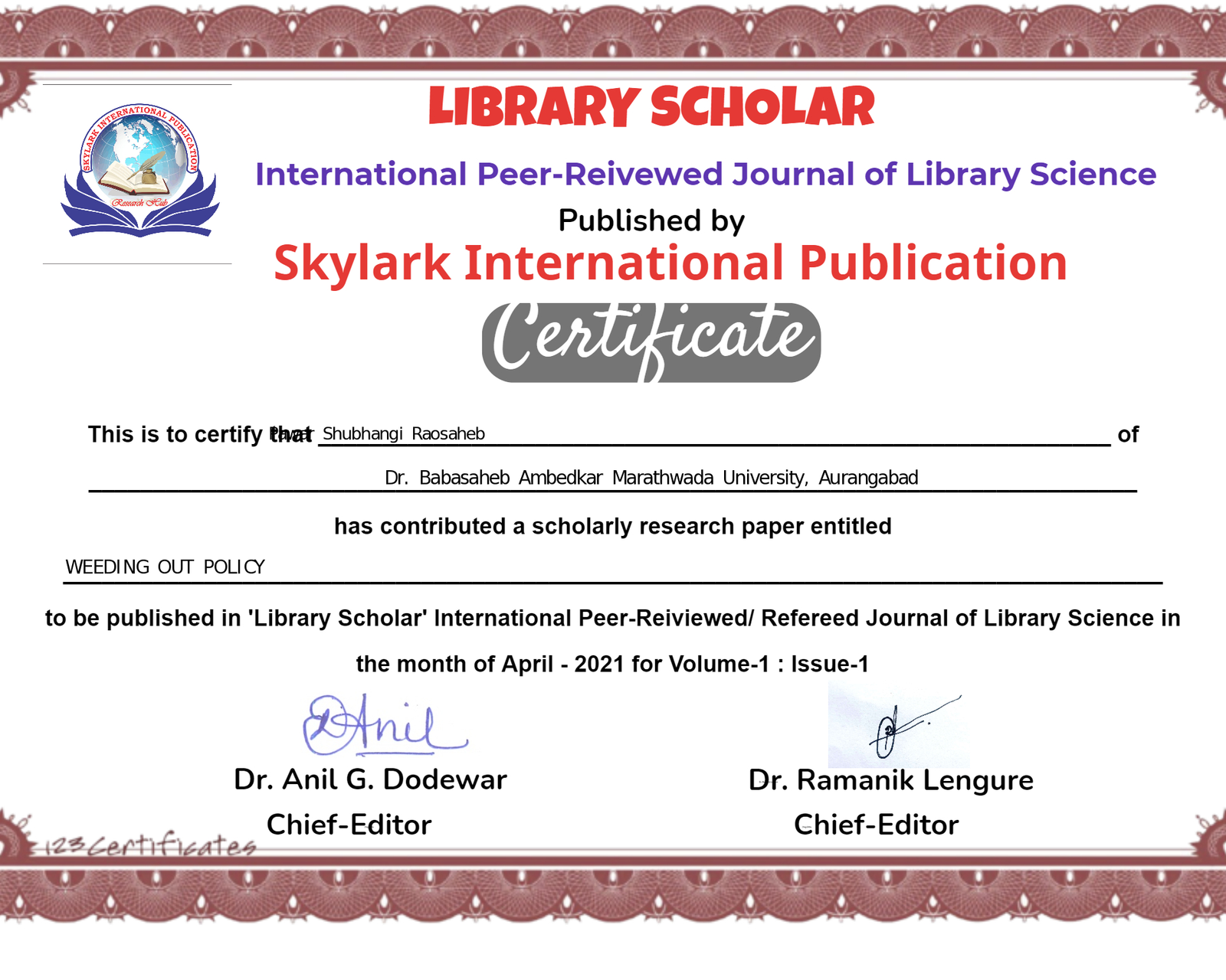 Certificate