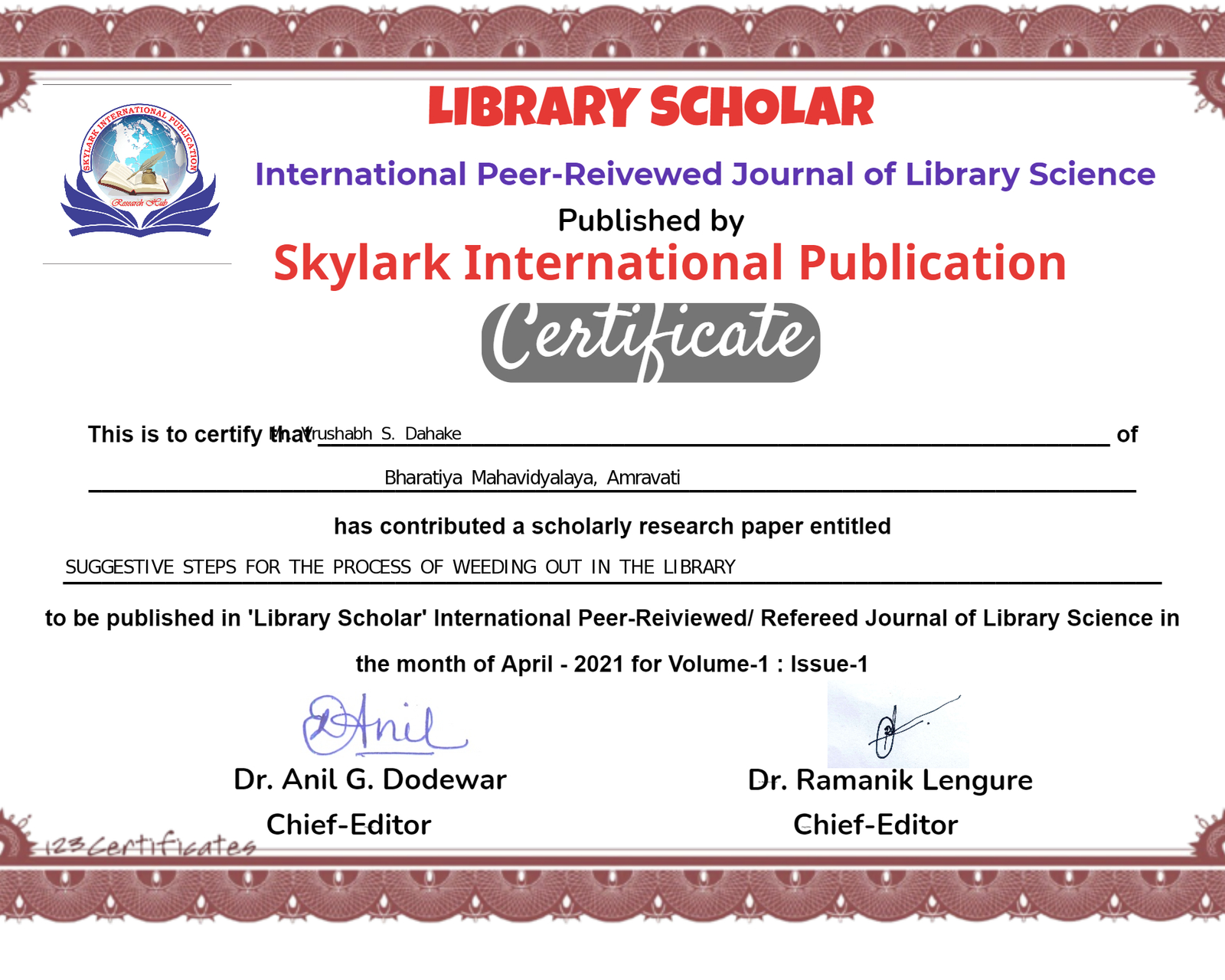 Certificate