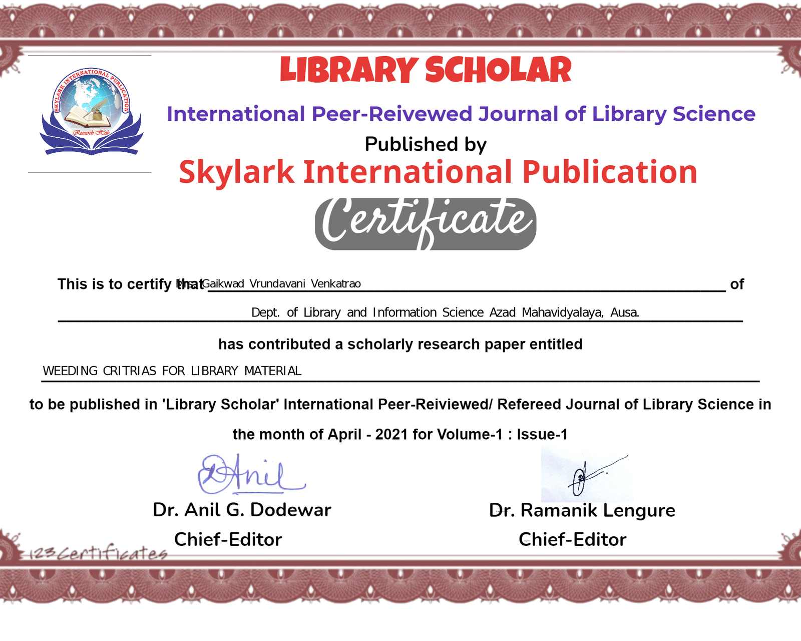 Certificate
