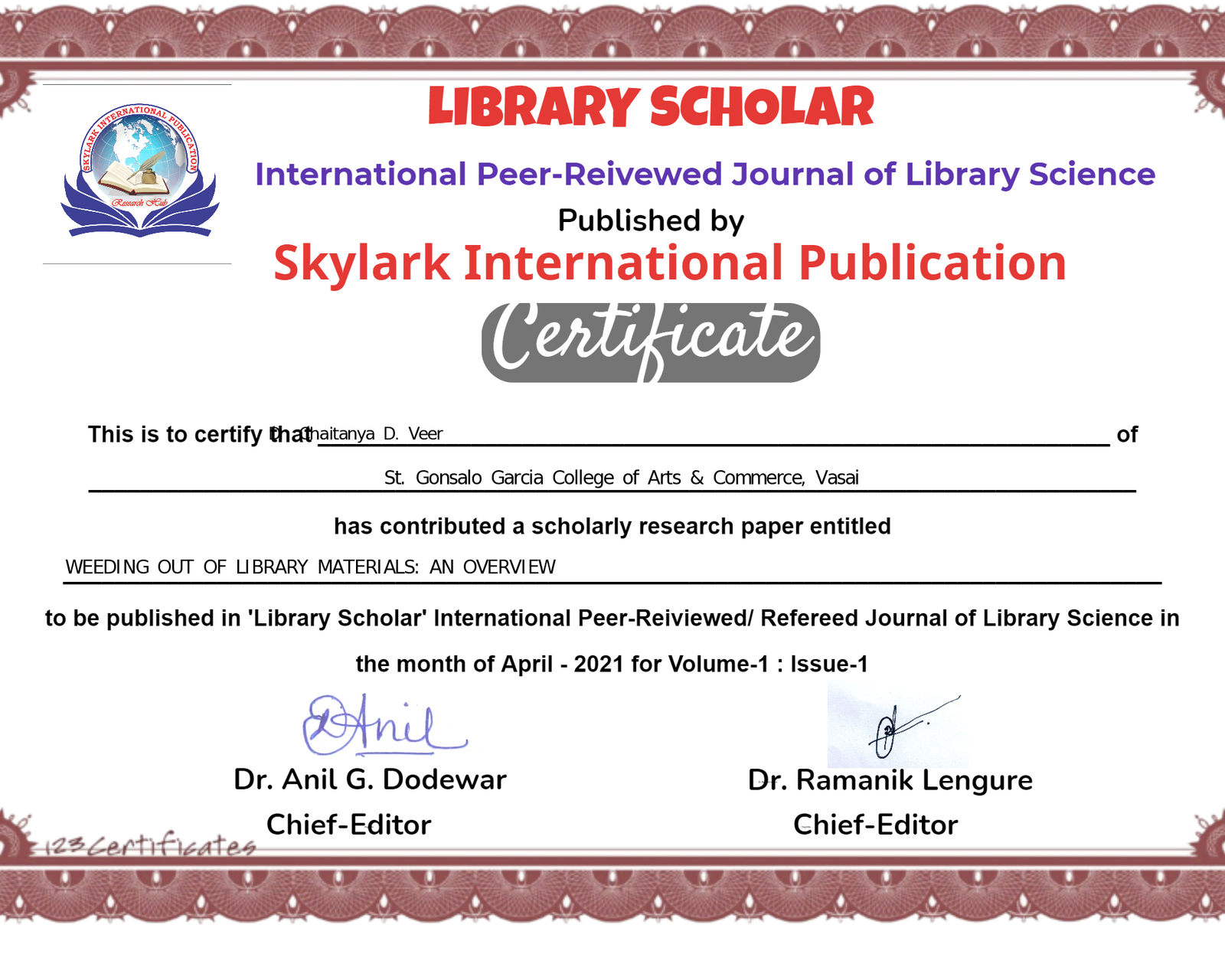 Certificate